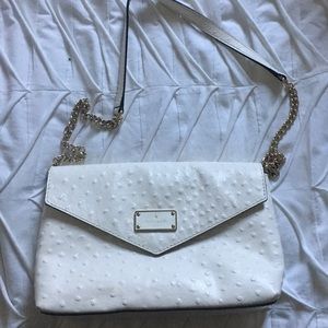 Kate Spade White Leather Ostrich Shoulder Bag